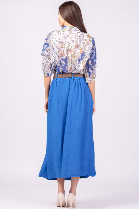 Camasa subtire, cu guler clasic si imprimeu paisley albastru [6]