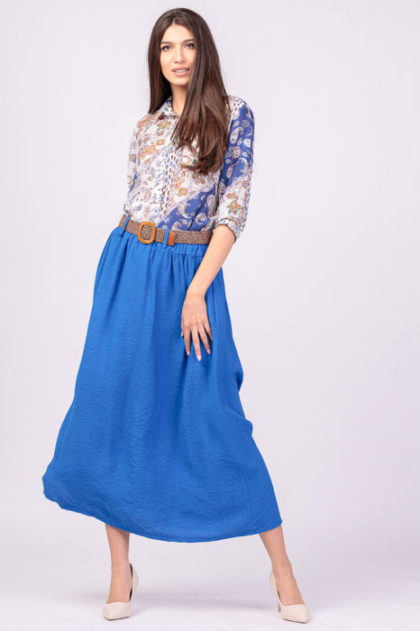 Camasa subtire, cu guler clasic si imprimeu paisley albastru [4]