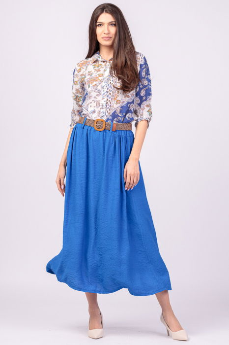 Camasa subtire, cu guler clasic si imprimeu paisley albastru [3]