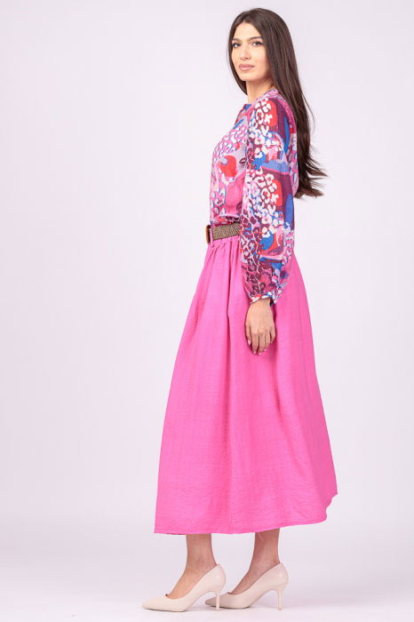 Camasa fucsia subtire, cu guler tunica si maneci bufante [2]