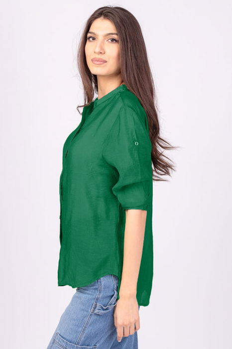 Camasa subtire verde , cu guler tunica [2]