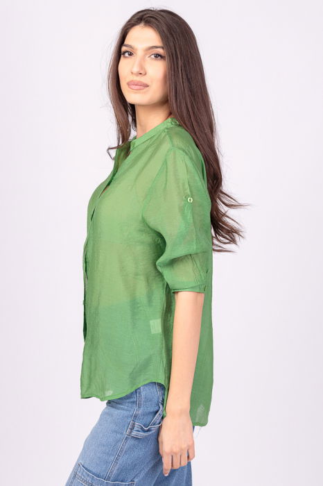 Camasa verde, subtire, cu guler tunica [2]