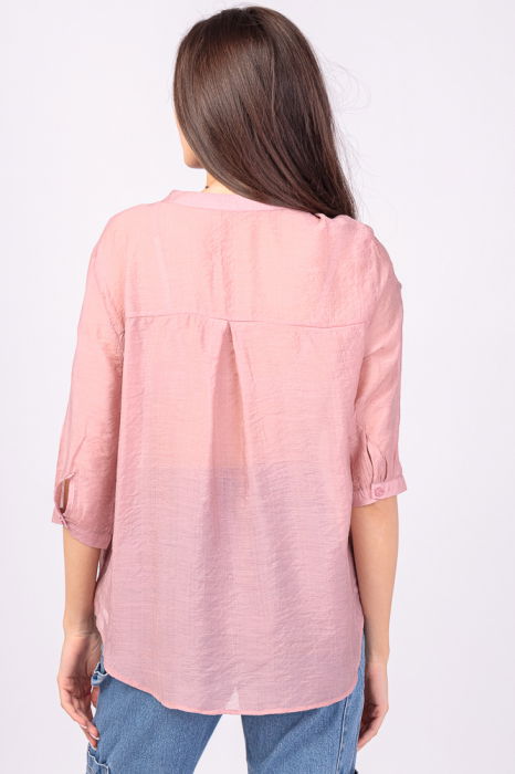 Camasa roz prafuit, subtire, cu guler tunica [3]