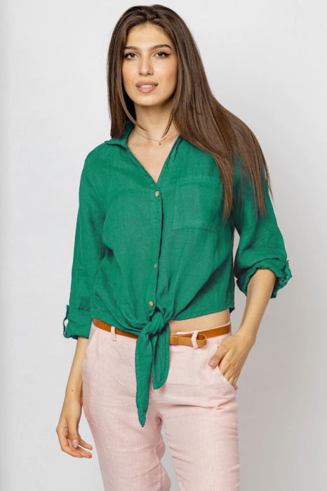 Camasa verde din in cu nod in fata [2]