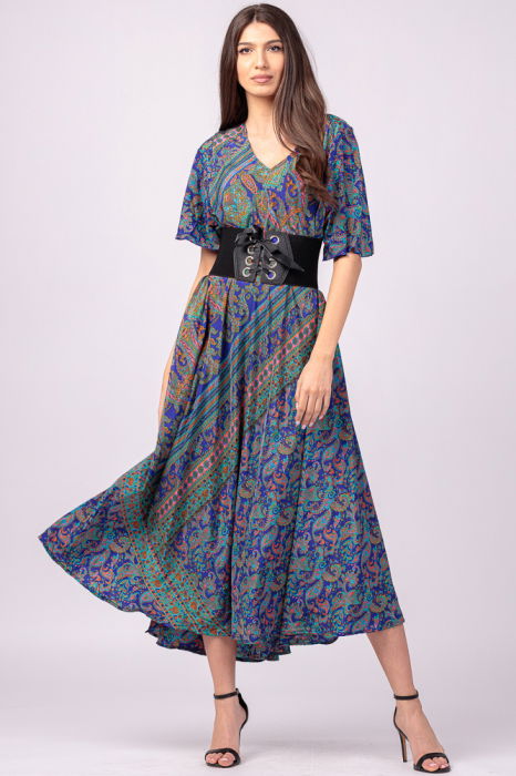 Centura corset din piele ecologica cu 8 capse mari argintii si funda satin [2]