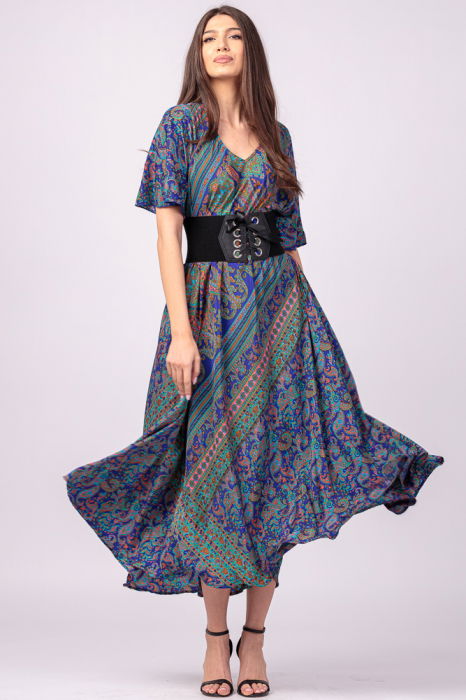 Centura corset din piele ecologica cu 8 capse mari argintii si funda satin [4]