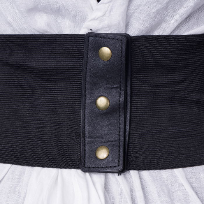 Centura corset lata din piele ecologica cu 3 randuri de sireturi si capse metalice auriu antichizat [2]