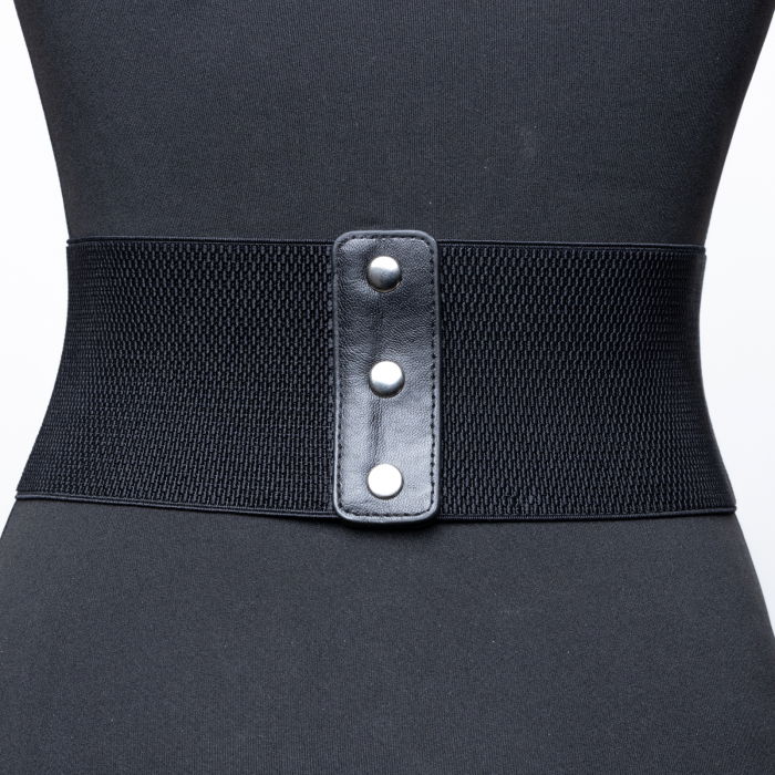 Centura corset lata din piele ecologica cu siret decorativ si capse metalice [3]