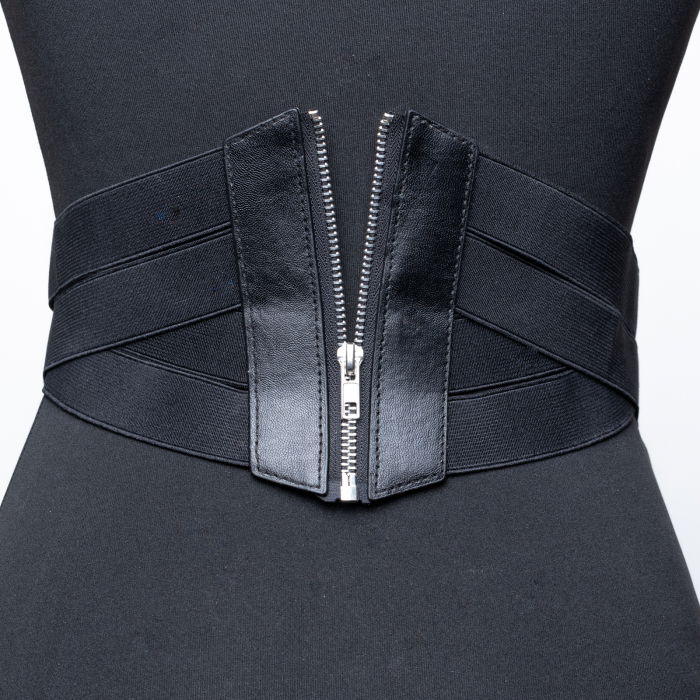 Centura corset lata din piele ecologica cu siret si capse mici [2]