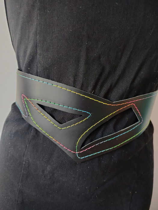 Centură neagră asimetrică, din piele naturală [2]