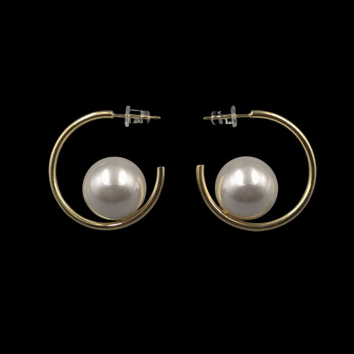 Cercei aurii contemporani, cu perlă centrală [2]