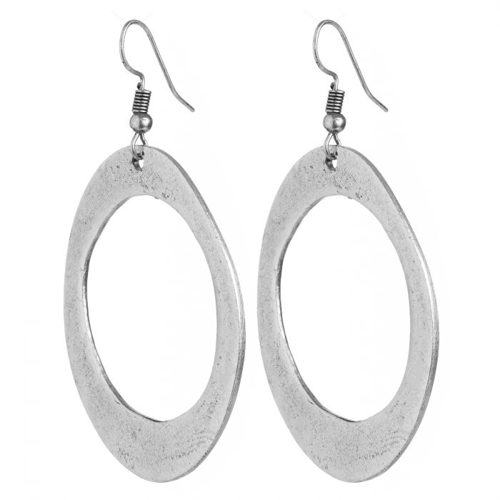 Cercei cu forma ovala din zamac cu aspect lucrat manual [2]