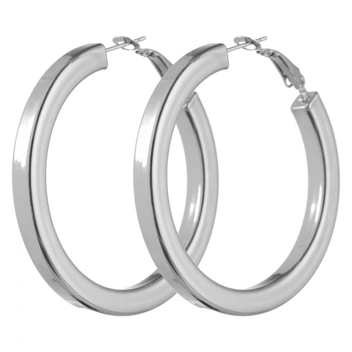 Cercei creole 5 cm cu sectiune patrata din otel inoxidabil argintiu [3]