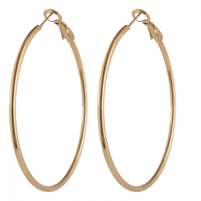 Cercei creole 5 cm cu sectiune subtire rotunda din otel inoxidabil auriu [2]