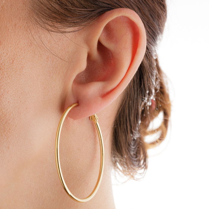 Cercei creole 6 cm cu sectiune subtire rotunda din otel inoxidabil auriu [4]