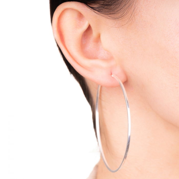 Cercei Creole mari din argint 925, cu sectiune patrata si diametru de 5.5 cm [2]