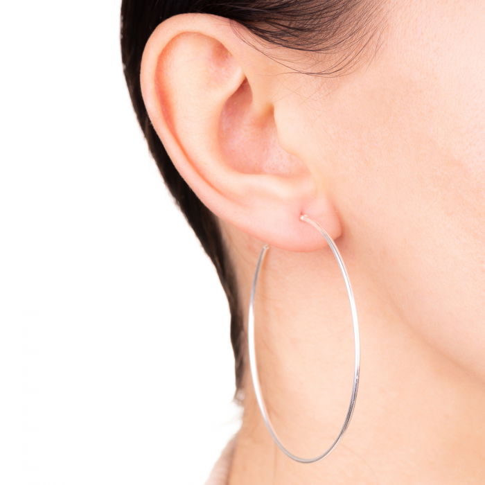 Cercei Creole mari din argint 925, cu sectiune rotunda si diametru de 5.5 cm [2]