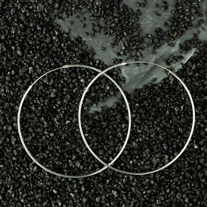 Cercei Creole mari din argint 925, cu sectiune rotunda si diametru de 7 cm [3]