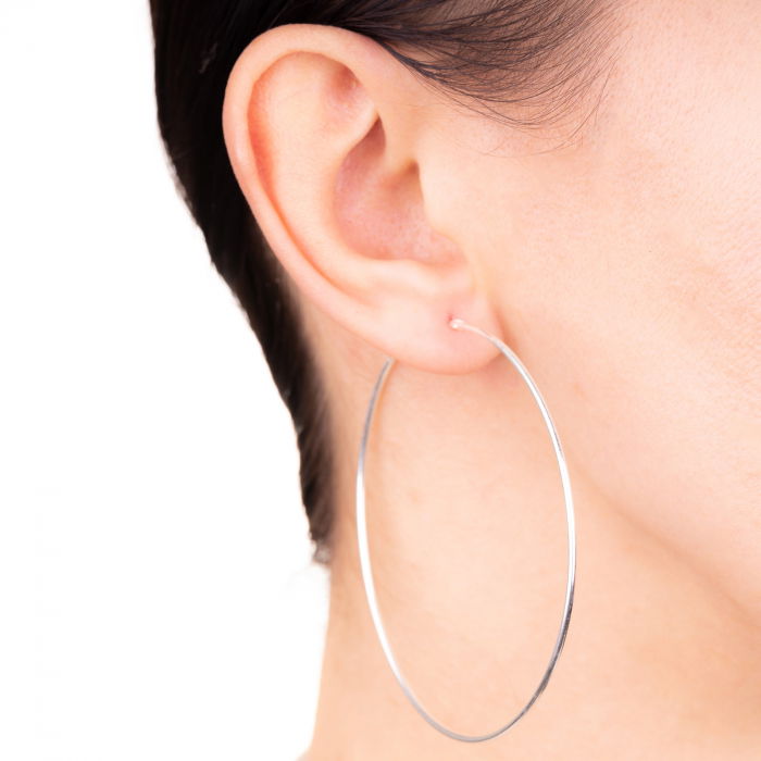 Cercei Creole mari din argint 925, cu sectiune rotunda si diametru de 7 cm [2]