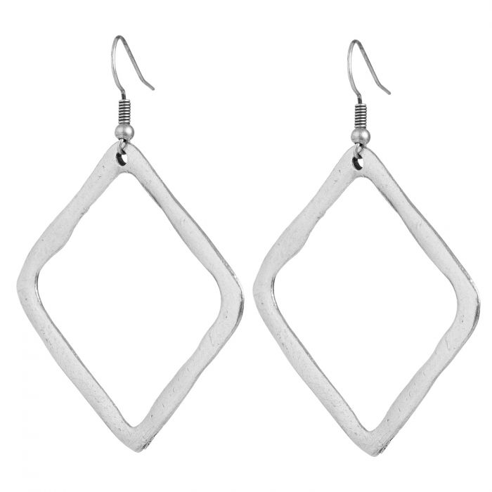 Cercei patrati din zamac cu aspect lucrat manual [2]