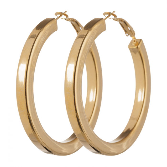 Cercei creole 7 cm cu sectiune patrata din otel inoxidabil auriu [2]