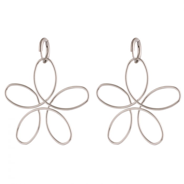 Cercei in forma de floare din otel inoxidabil argintiu [3]