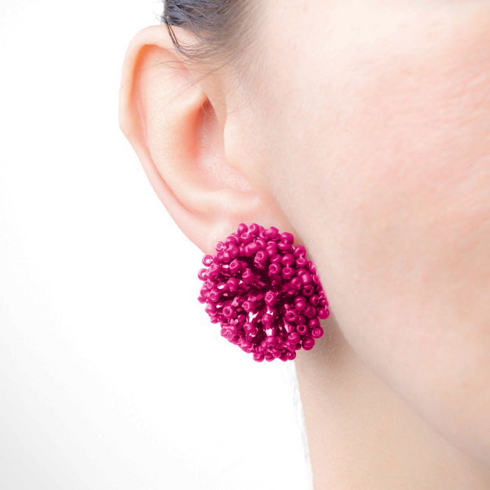 Cercei in forma de papadie cu pietricele mici fucsia [2]