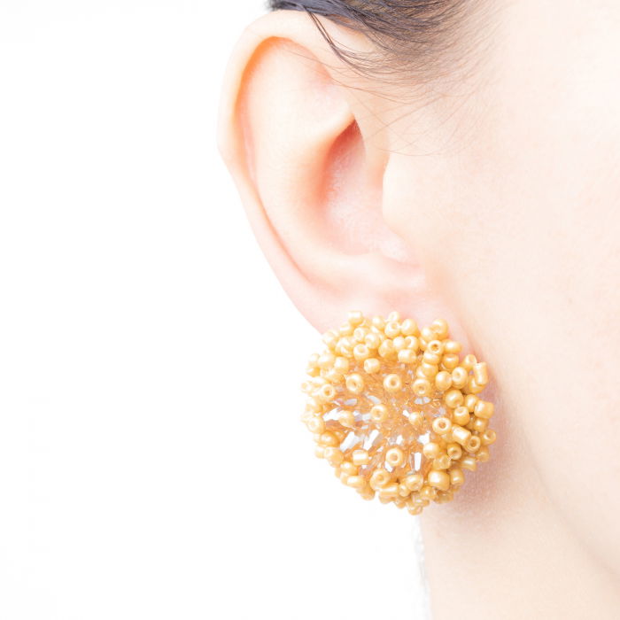 Cercei in forma de papadie cu pietricele mici galben auriu mat si stralucitor [2]