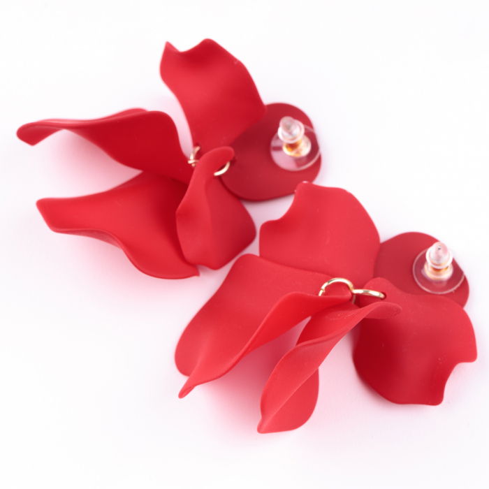 Cercei rosii cu patru petale mari si mici [2]