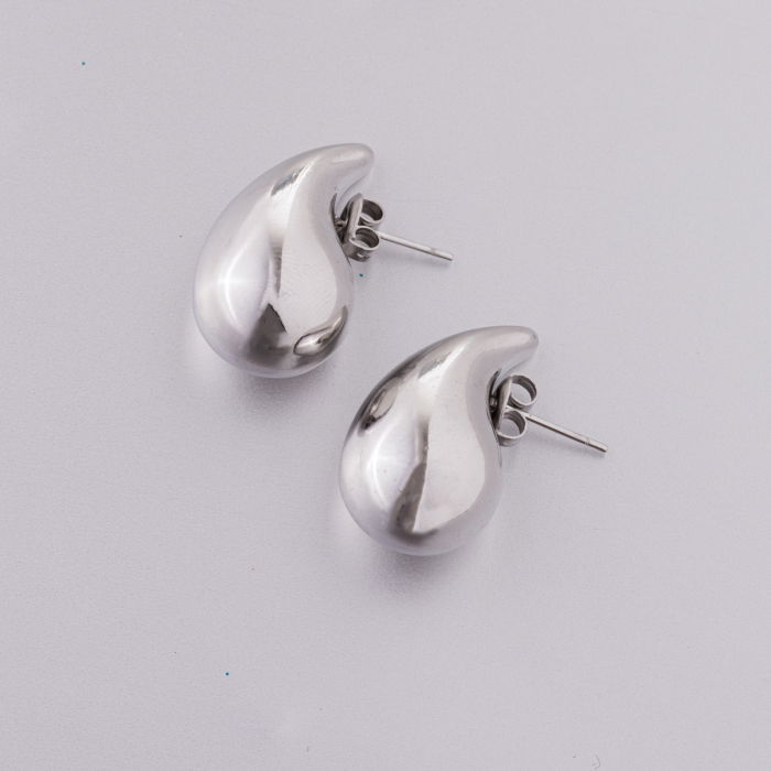 Cercei in forma de picatura din otel inoxidabil argintiu, model gen botega venetta [2]