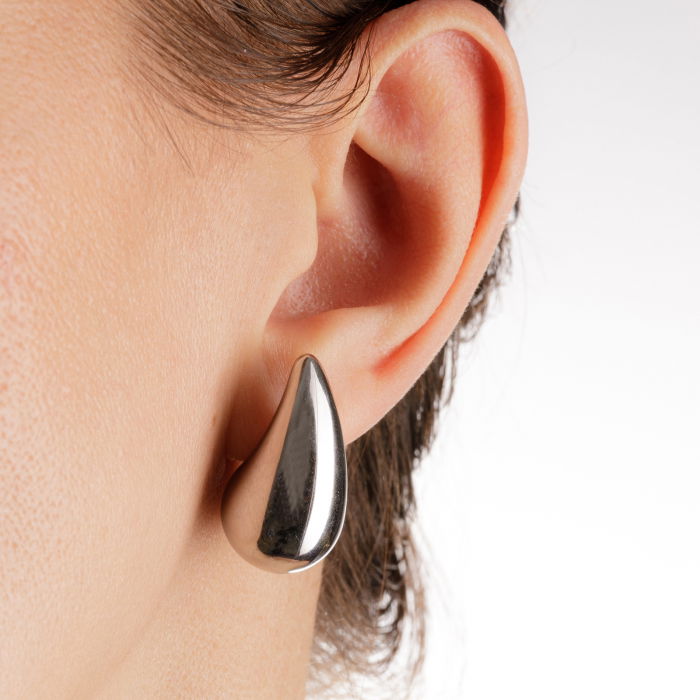 Cercei in forma de picatura din otel inoxidabil argintiu, model gen botega venetta [3]