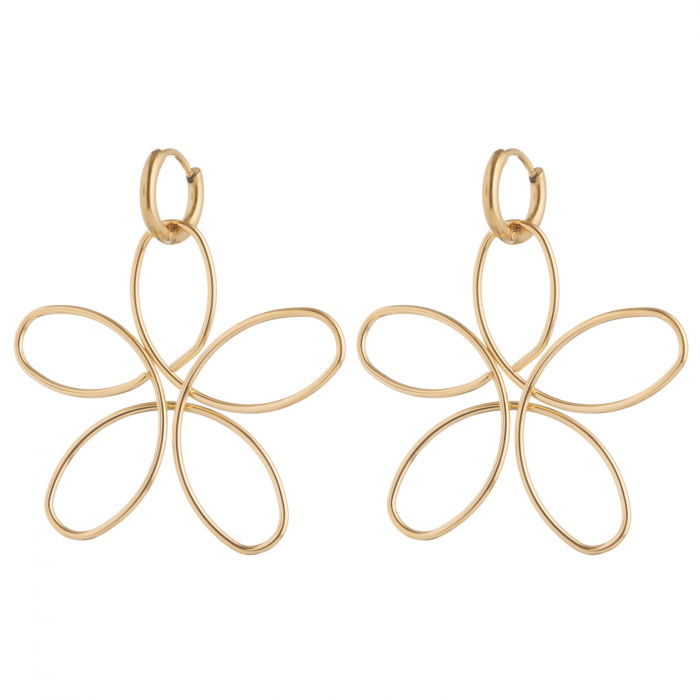 Cercei in forma de floare din otel inoxidabil auriu [2]