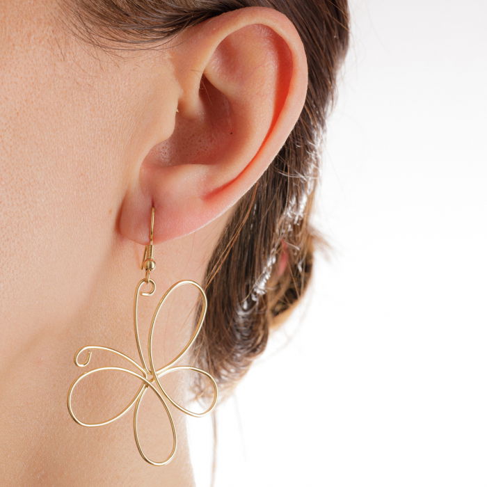 Cercei in forma de fluture din otel inoxidabil auriu [3]