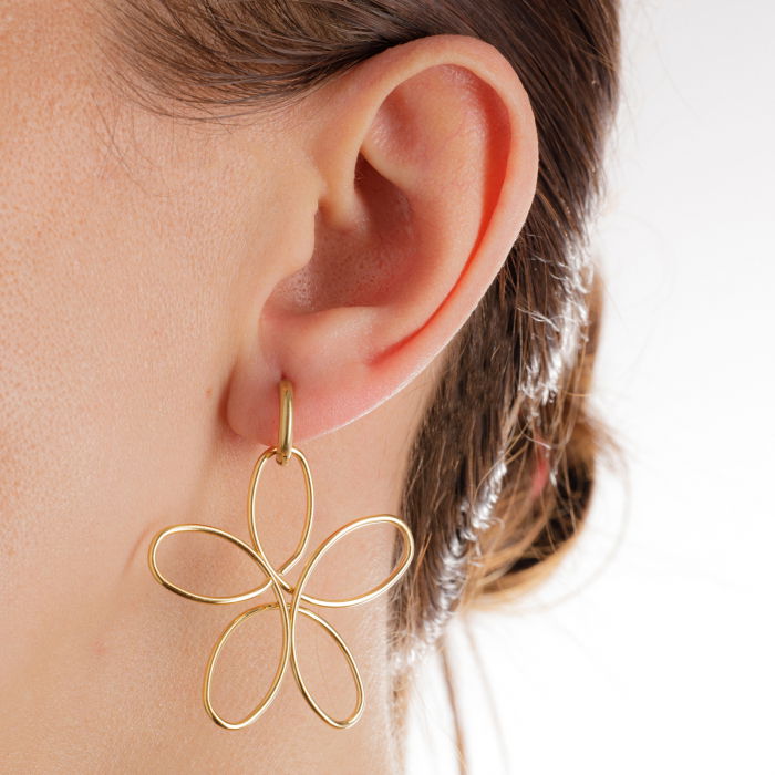 Cercei in forma de floare din otel inoxidabil auriu [3]