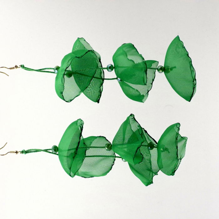 Cercei lungi boemi cu maci stilizati negri lila - Copie [3]