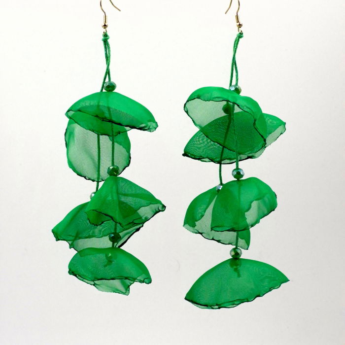 Cercei lungi boemi cu maci stilizati verzi [1]