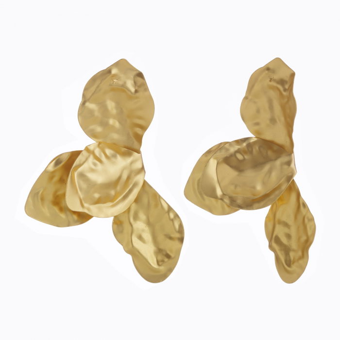 Cercei spectaculosi metalici, aurii cu patru petale [3]