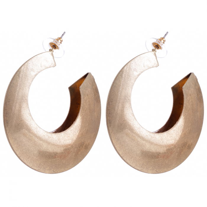 Cercei metalici aurii antichizati cu forma rotunda inegala [3]