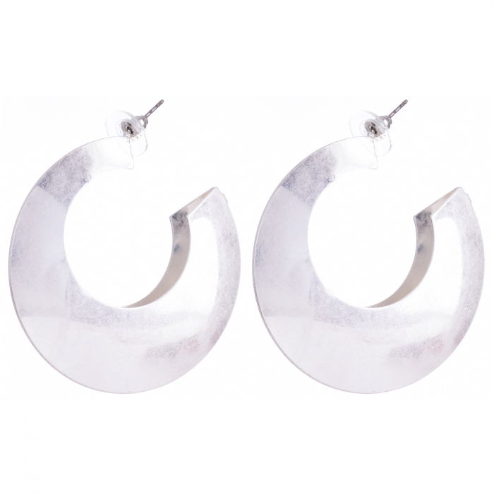 Cercei metalici argintii antichizati cu forma rotunda inegala [3]