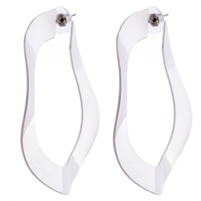 Cercei metalici argintii creole ondulate [3]