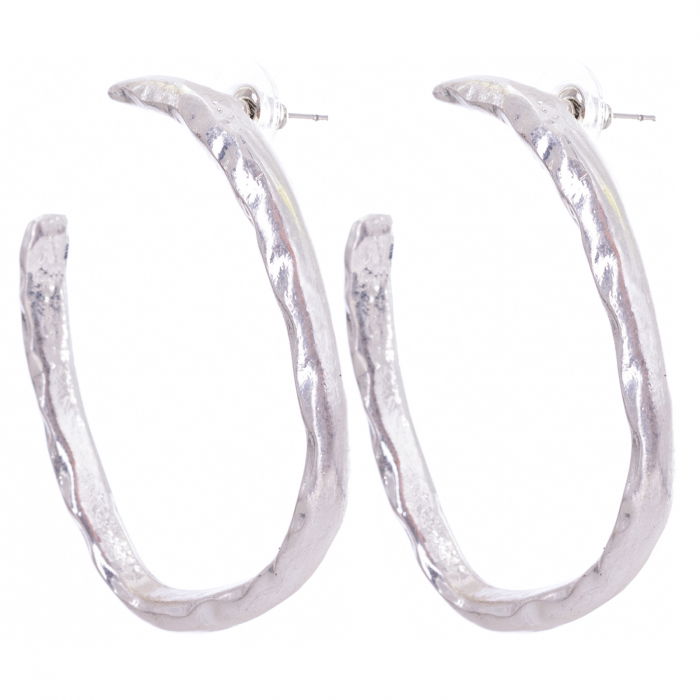 Cercei metalici argintii cu forma rotunda neregulata [3]