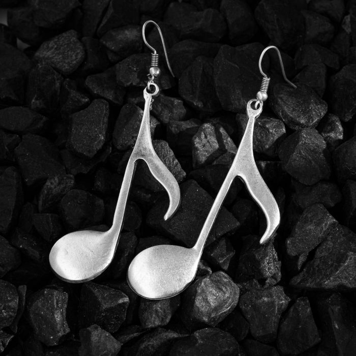 Cercei nota muzicala din zamac cu aspect lucrat manual [2]