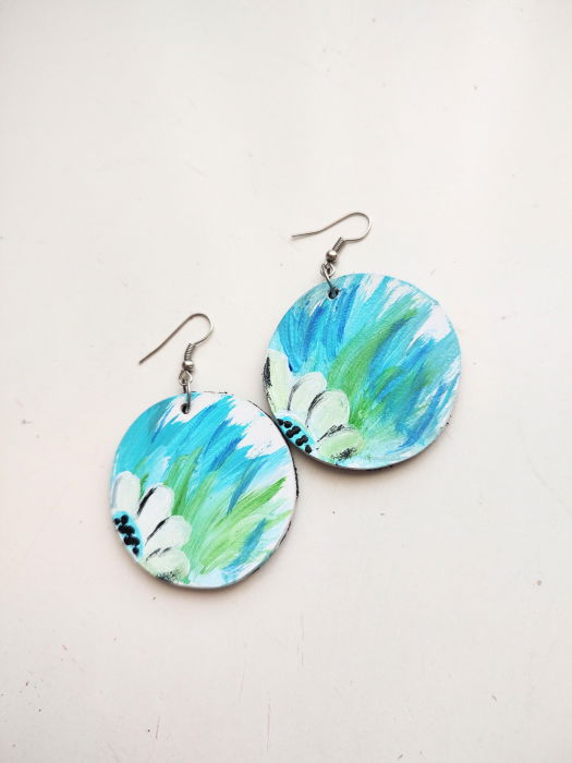 Cercei Deep Ocean din piele naturală, pictați manual [2]