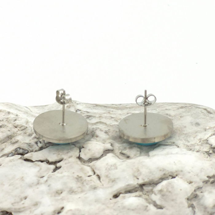 Cercei rotunzi, eleganti, din otel inoxidabil cu piatra naturala turcoaz [3]