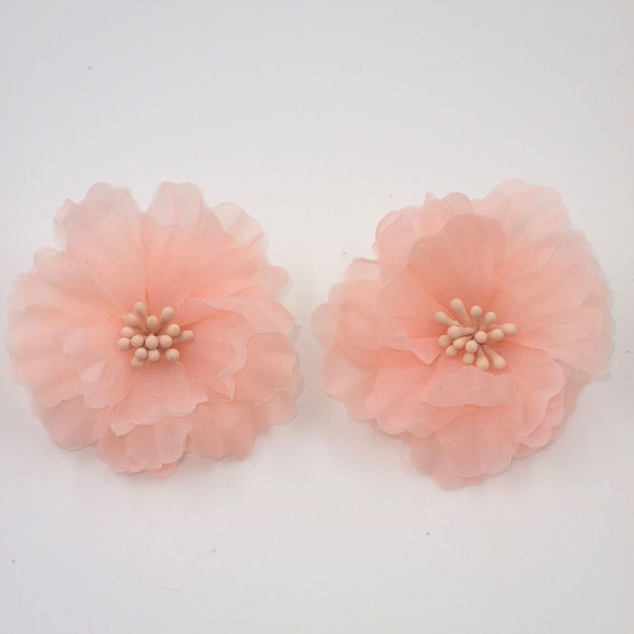 Cercei statement floare din voal roz [2]