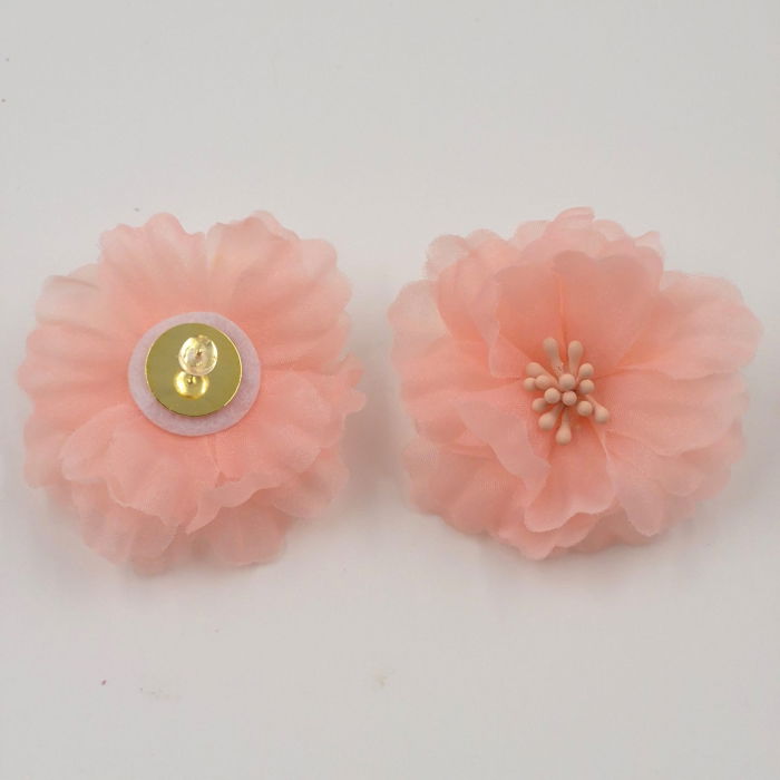 Cercei statement floare din voal roz [3]