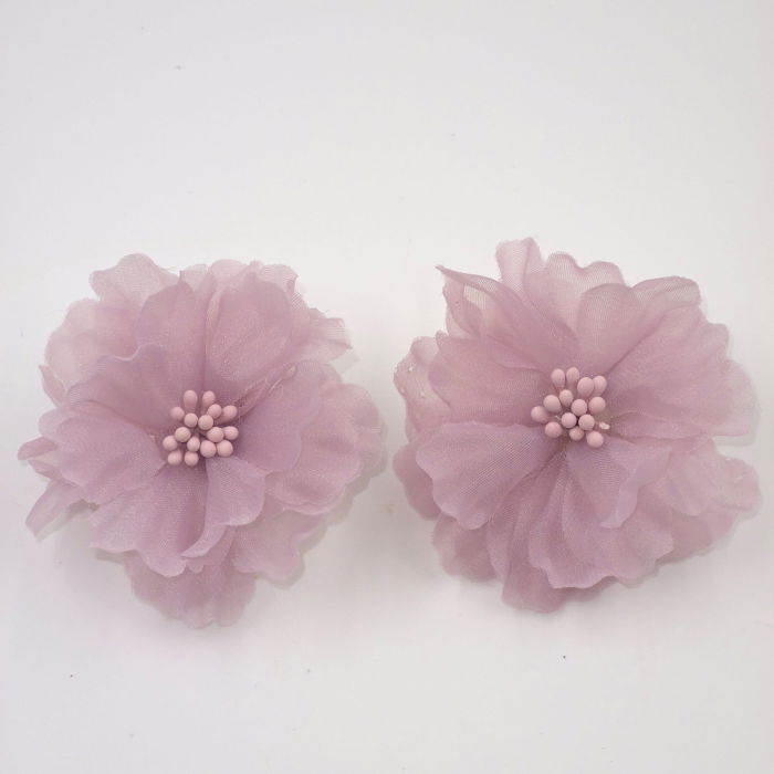 Cercei statement floare din voal lila [2]