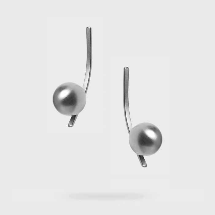 Cercei Vault cu bila, din alama placata cu gun metal [2]