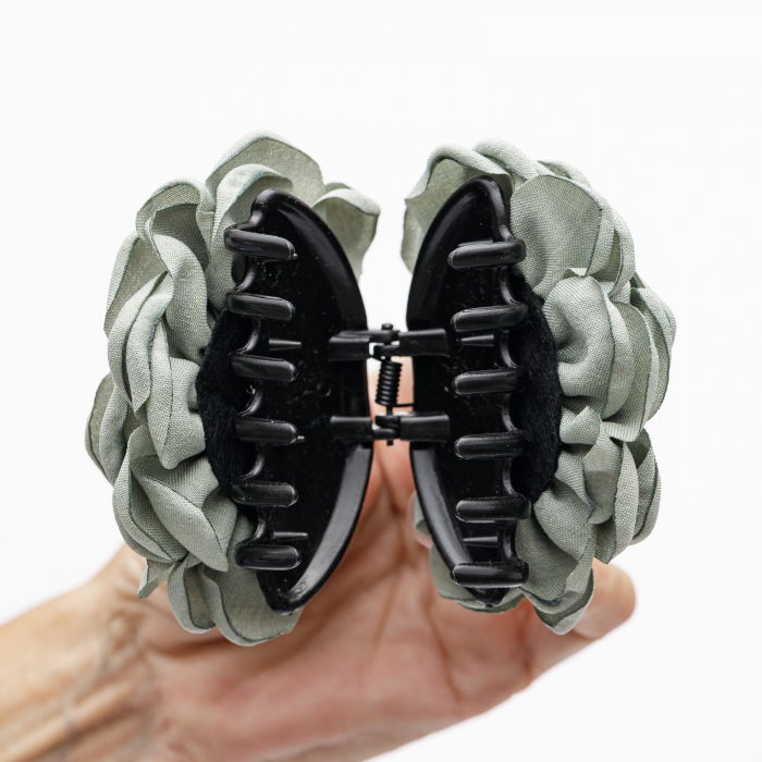 Clama medie cu flori textile, kaki [4]