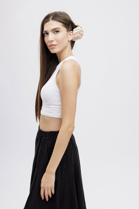 Clama medie cu flori textile, bej deschis [3]